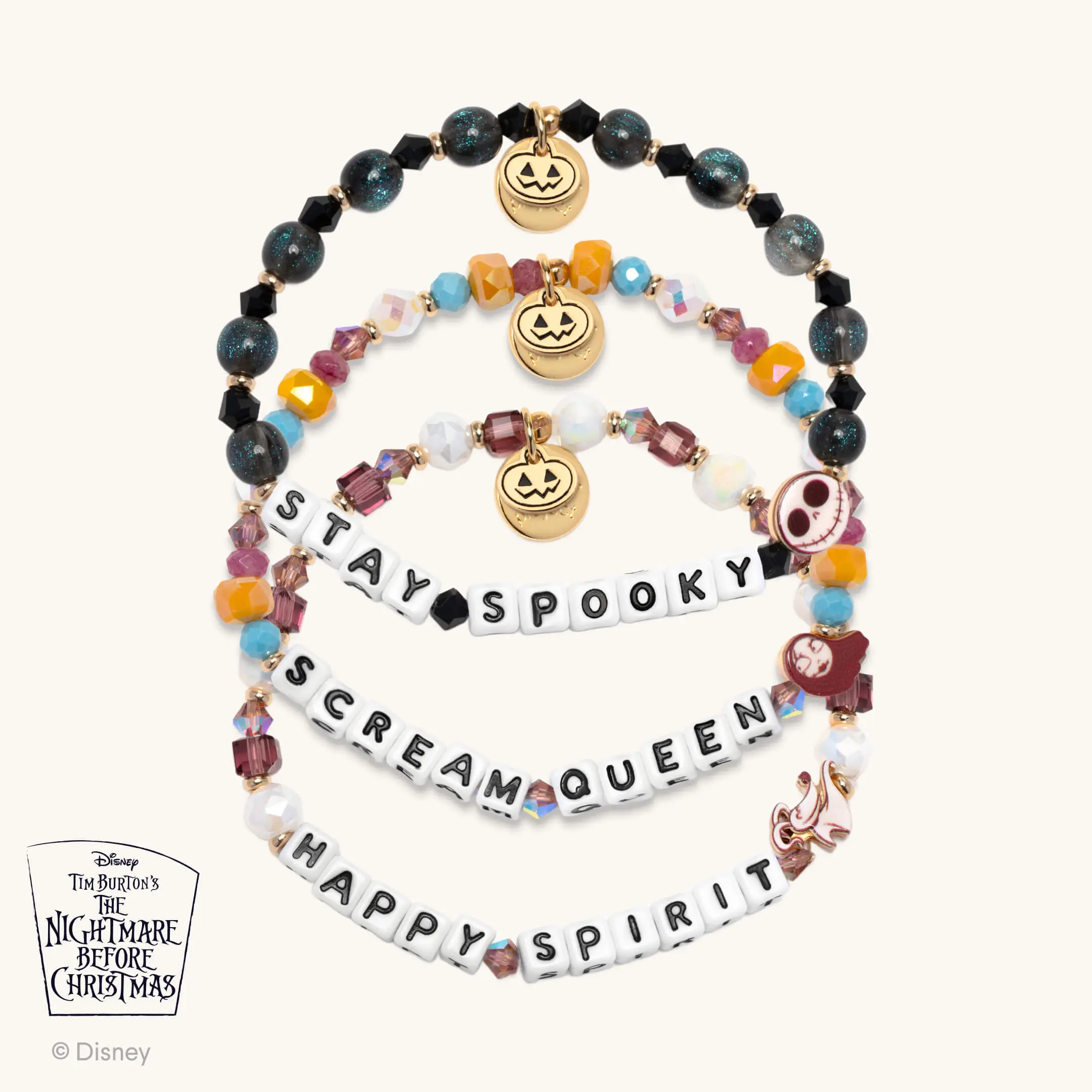 Little Words Project Disney Tim Burton’s The Nightmare Before Christmas Collection Magic Bracelets - Eerie-Chic Fashion Accessory for Elevating Daily Looks