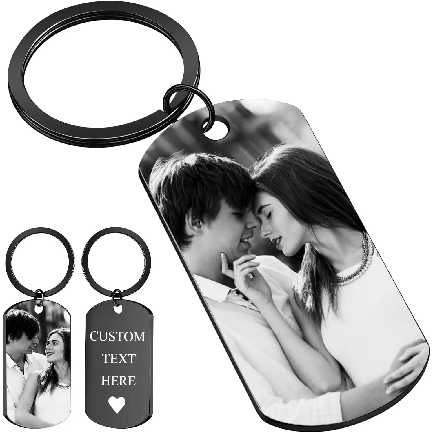 BEXOA Customizable Photo Keychain - Lightweight Stainless Steel Keychain, 1.97*1.10*0.03 Inches Unisex Personal Gift for Family, Valentine’s Day Gift for Boyfriend