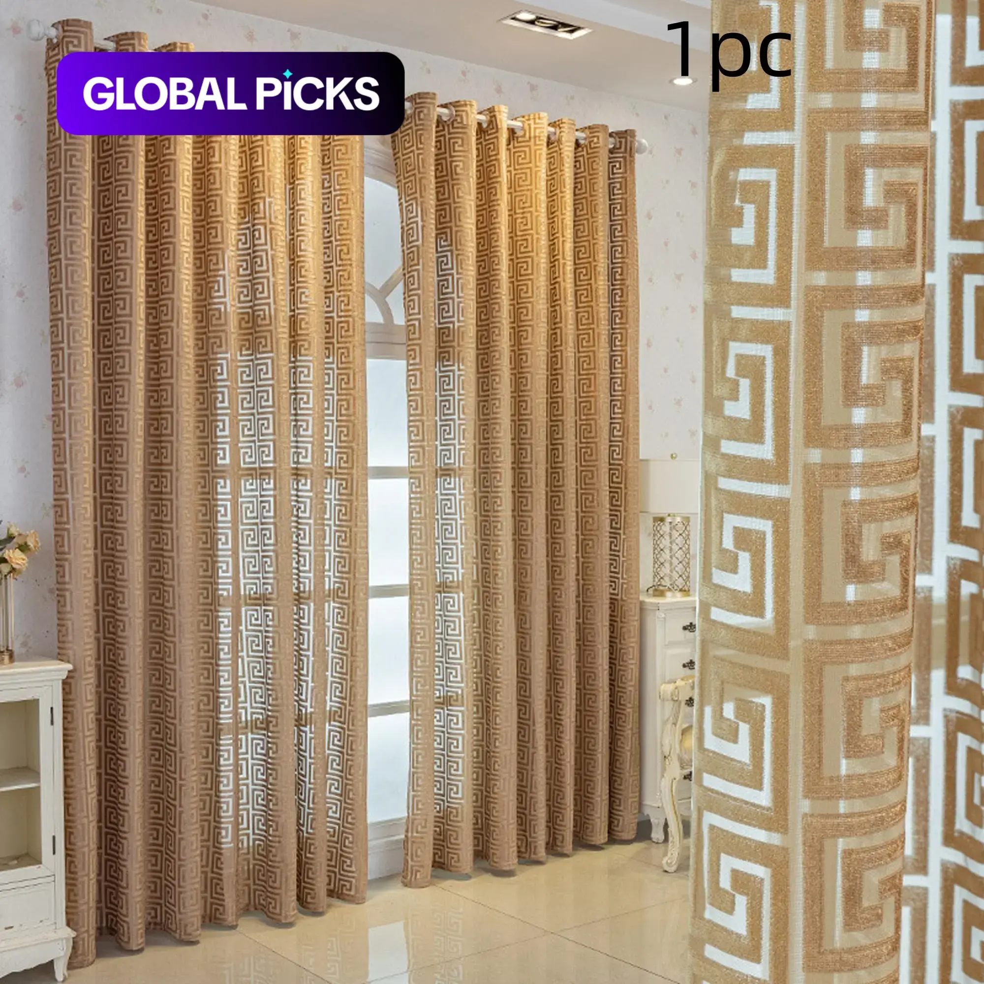 Luxury Embroidered Hollow-Out Upgraded Curtain, Window Curtain, Home Decoration Curtain, Home Decorative Curtain, Top Ring Hanging Drapes for Bedroom and Living Room, Partition Home Decor, Minimalist Style #GLOBAL PICKS