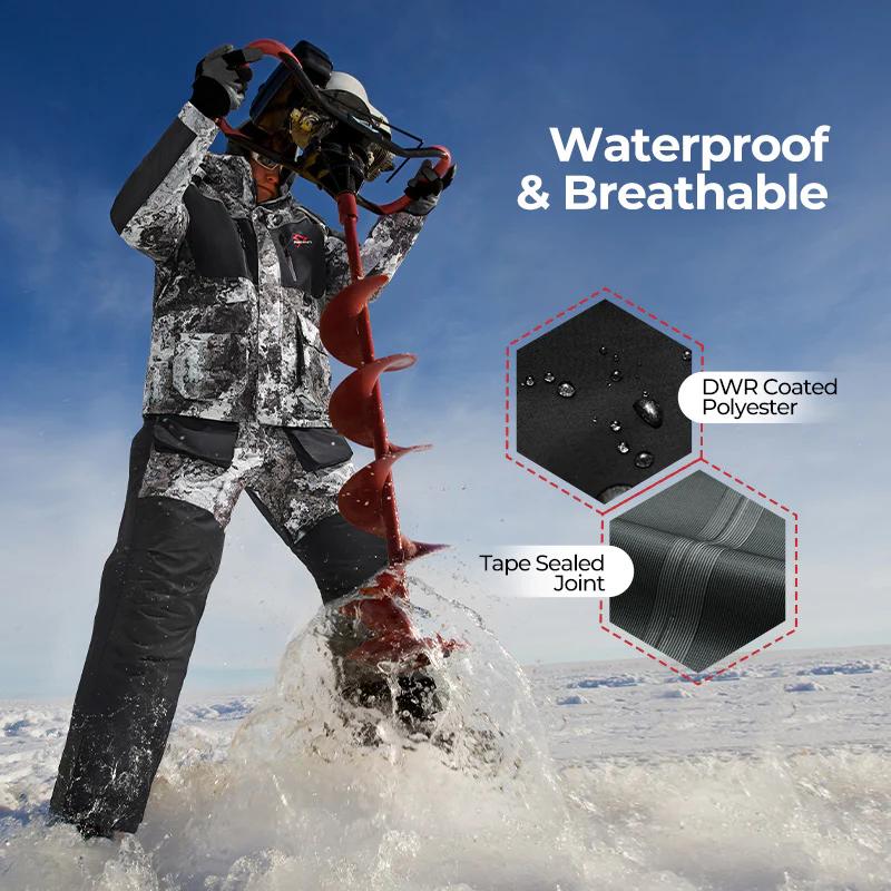 Piscifun Ice Fishing Suit,3 in 1 Jacket,Waterproof Fishing Bib With Flotation Technology