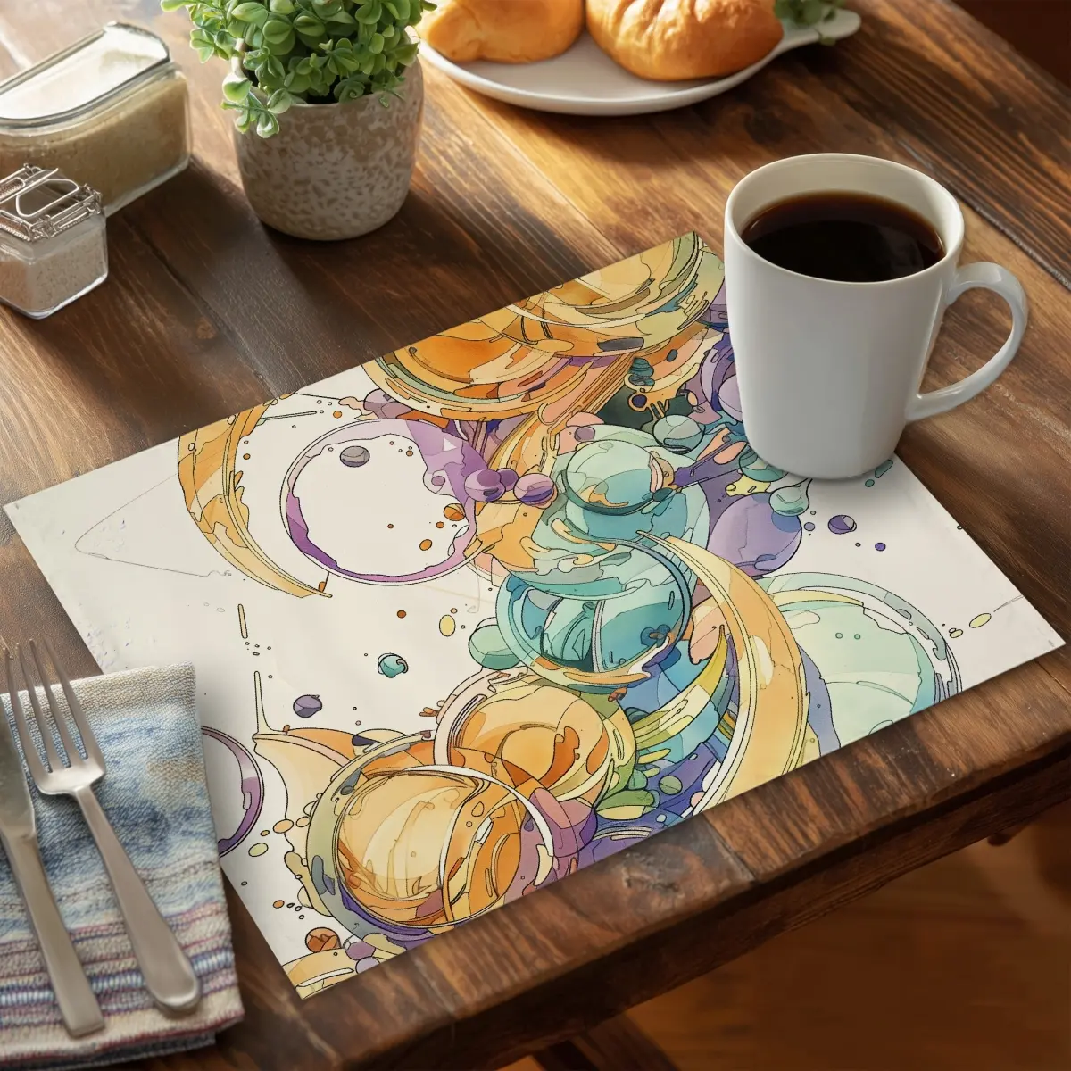 MWW CPPM1418S48GDT 14x18 in. High-Quality Polyester Placemat, Stylish Purple Tableware, Elegant Home Decor Accent, Minimalist Design