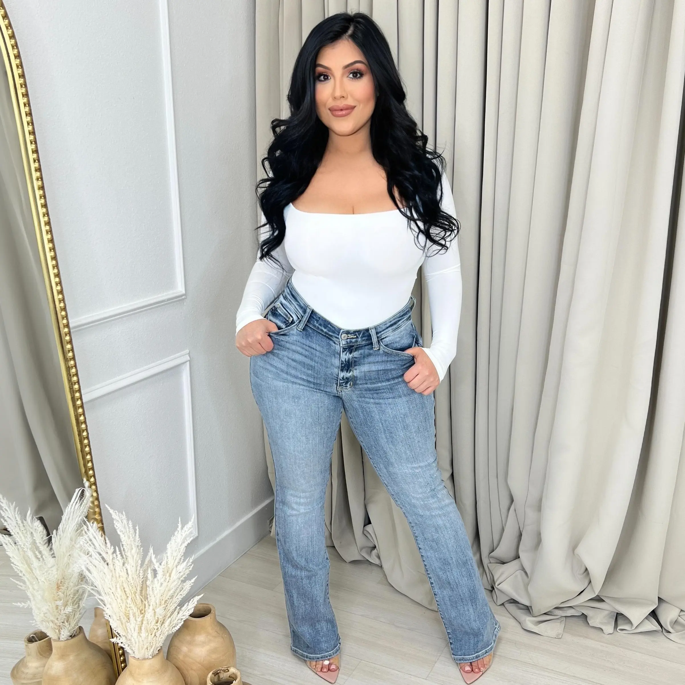 Molly Judy Blue Mid Rise Bootcut Jean