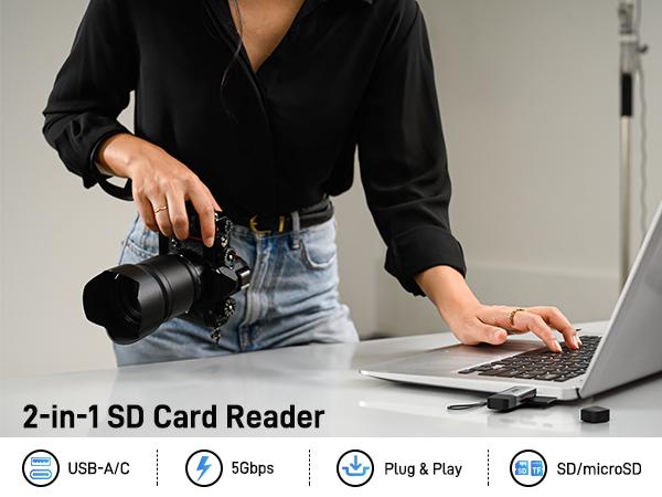 Acer USB C SD Card Reader Dual Slots USB 3.0 Adapter 5Gbps Data Transfer for Laptop PC iPhone16/15 MacBook Pro/Air iPad Pro Android Fast Data Transfer Dual Card Slots Plug and Play Compatibility Acer USB C SD Card Reader Dual Slots USB 3.0 Adapter 5Gbps Data Transfer for Laptop PC iPhone16/15 MacBook Pro/Air iPad Pro Android Fast Data Transfer Dual Card Slots Plug and Play Compatibility