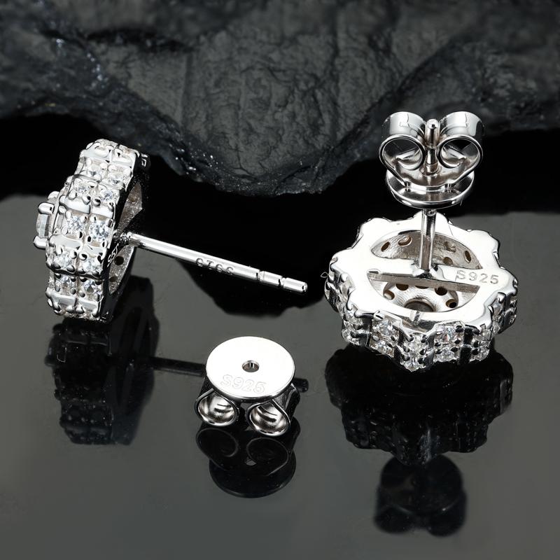 【#E534】UCCIYO Synthetic Moissanite Earrings For Women 925 Sterling Silver Stud Earring Men Hip Hop Jewelry Couple Gift