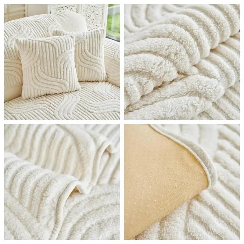 Raybee 1 Count Jacquard Solid Color Sofa Cover for 1-4 Seat, Anti-Slip & Anti-Scratch Bench Couch Cover, Ultra-Soft Sofa Towel Protector, Dust Prooof Sofa Mat, Machina Washable, Living Room Decor Improvement for Hotel, Dormitory, Gifts