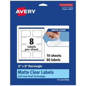 Avery Matte Clear Labels,  2" x 3" Rectangle