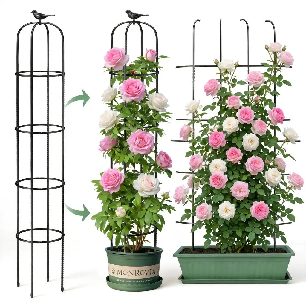 MQHUAYU Garden Obelisk Trellis for Climbing Plants Rustproof Metal Pipe with Heavy Duty Plastic Coated Garden Outdoor Indoor Potted Plant Support for Clematis Vine Jasmine Support (6.2ft ), Decorative