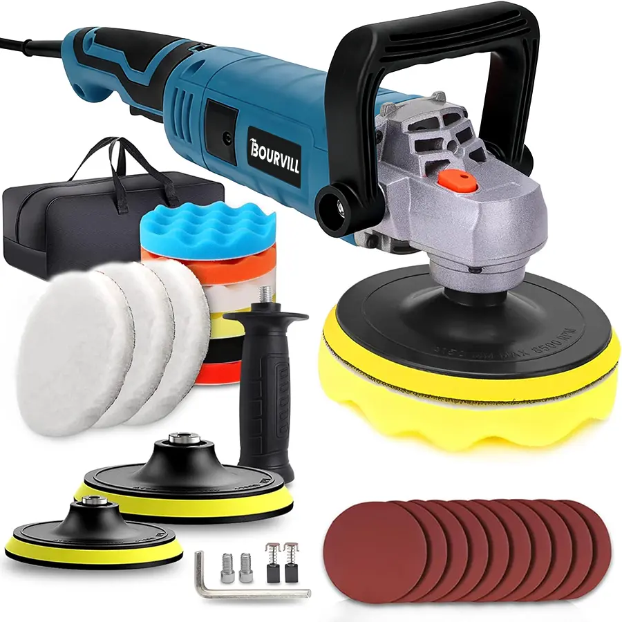 1600W 6/7-Inch Rotary Car Buffer Polisher ，7-Speed (1000-3500 RPM) with Detachable Handle for Car, Boat Sanding, Polishing & Waxing Power Tool