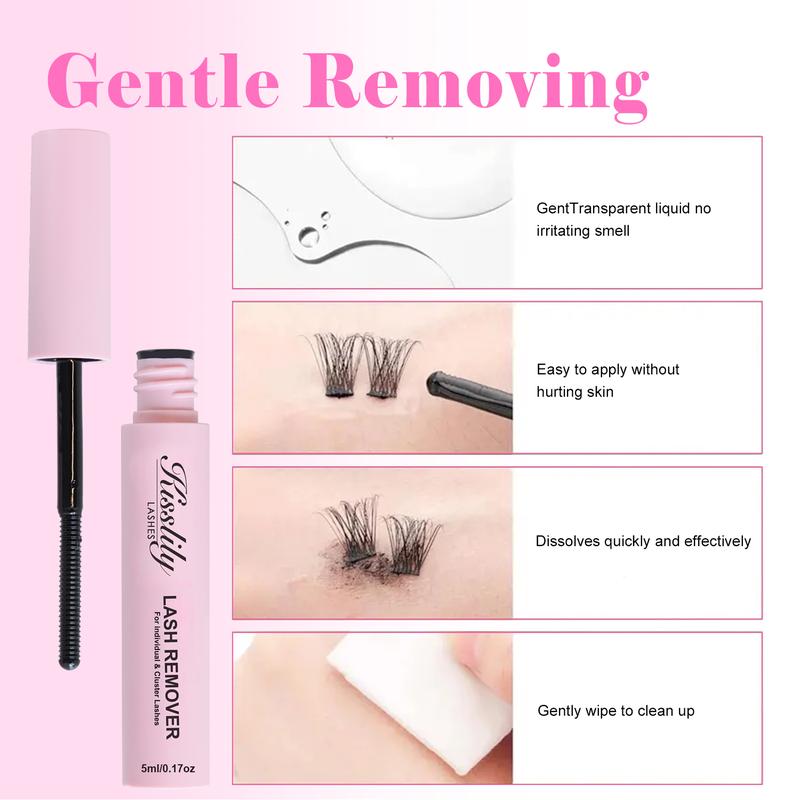 Bond&Seal&Remover | Kisslily Lash Bond&Seal&Remover for Cluster Eyelash Extensions Clear Remover for Self-application Individual Lashes at Home Makeup