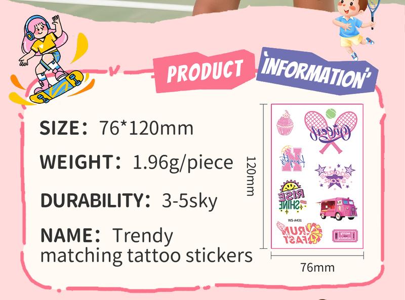 10 Sheets Children’s Sports Temporary Tattoos – Soccer Cartoon Theme, Personalized Cool Arm Stickers, Waterproof & Long-Lasting