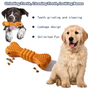 2-Pack Interactive Dog Chew Bone with Treat Dispensing – Textured Rubber Design for Teeth Grinding & Cleaning, Leakage Feature for Slow Feeding, Perfect for Boredom Relief & Dental Health in All Breeds