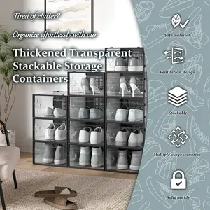 X Large Shoe Storage Boxes Organizers Clear Plastic Stackable Durable Space Saving Closet Cabinet Container for Home Office 12 Pack 24 Pack