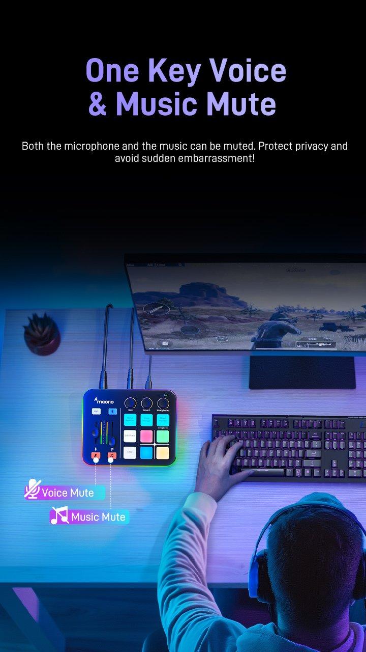 MAONO G1 NEO RGB USB Audio mixer with Bluetooth, Noise reduction, easy to use with PC, Smartphone, XLR microphone, ideal for gaming and streaming. MAONO G1 NEO RGB USB Audio mixer with Bluetooth, Noise reduction, easy to use with PC, Smartphone, XLR microphone, ideal for gaming and streaming.