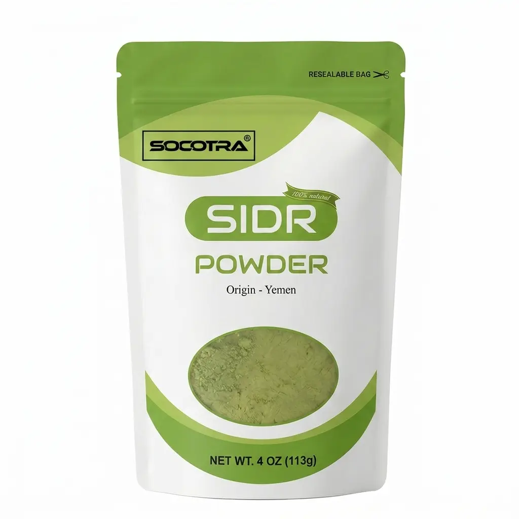 Socotra: Sidr Leaves Powder Repair Damaged Hair (Zizyphus jujuba) | Natural Herbal Cleanser & Conditioner for Hair Care | Shampoo Free | Sourced of Wild Sidr Trees size (4 oz) (0.25 lb)(113 g)