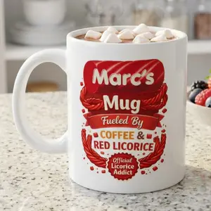 Personalized Fueled By Coffee & Red Licorice Mug