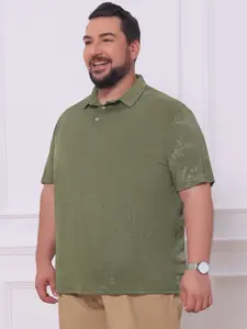 INSPIRE CHIC Men's Green Big & Tall Polo Shirts Leaf Printed Summer Breathable Short Sleeve Golf Shirt