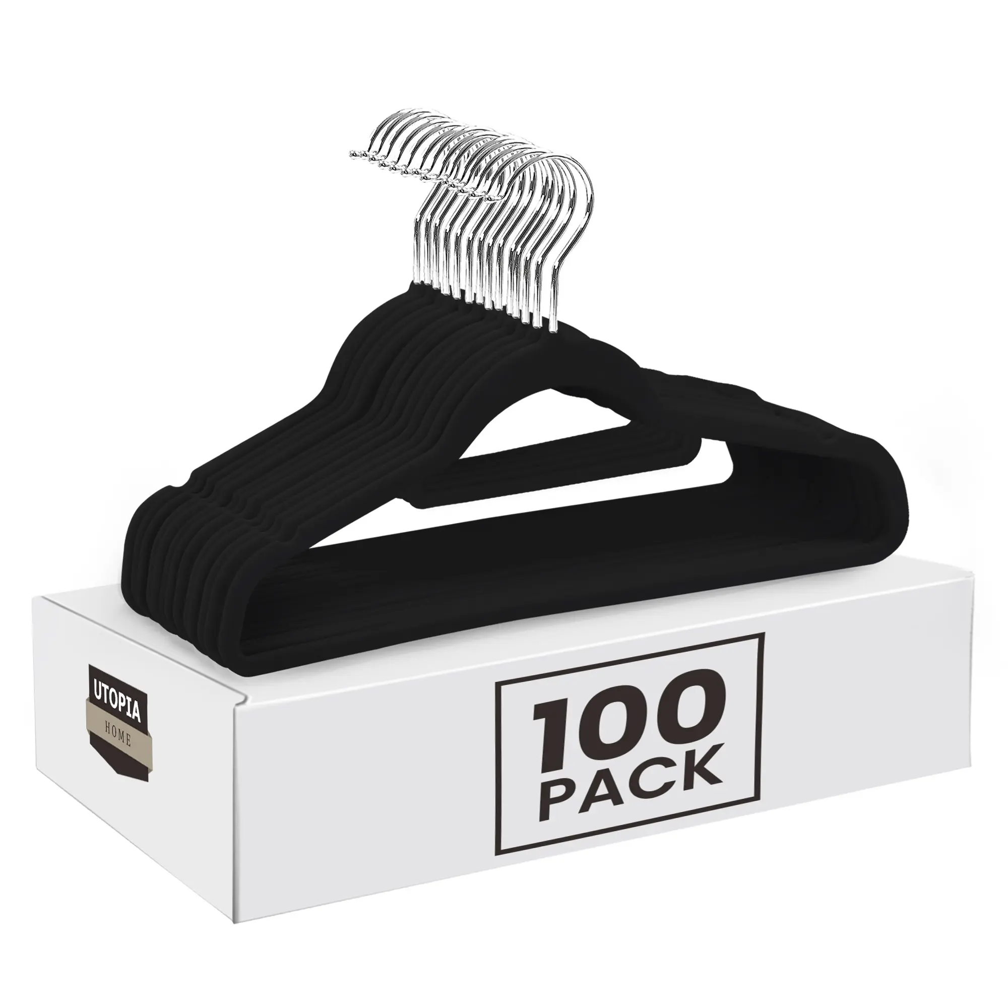Utopia Home Velvet Coated Hanger Set - Ultra-Grip Non-Slip Synthetic Surface, 360° Swivel Ease Hook, Heavy-Duty Load, ABS Body Resists Daily Wear, Space-Saving Slim Minimalist Home Organizer for Dresses, Outerwear (Hangers & Pegs)