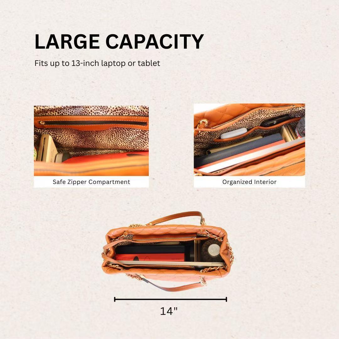 Shirley Women's Quilted Chain Tote Bag – Affordable Vegan Leather, Classic Flap Shoulder Bag for School and Work – Stylish Everyday Tote, Perfect Gift for Women in Multiple Colors