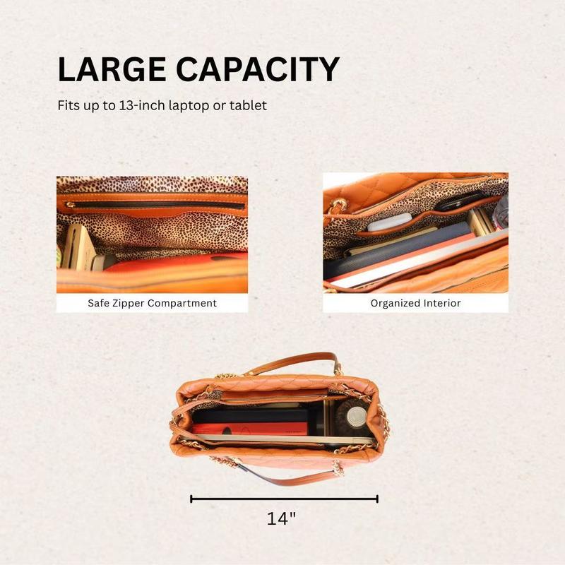 Shirley Women's Quilted Chain Tote Bag – Affordable Vegan Leather, Classic Flap Shoulder Bag for School and Work – Stylish Everyday Tote, Perfect Gift for Women in Multiple Colors