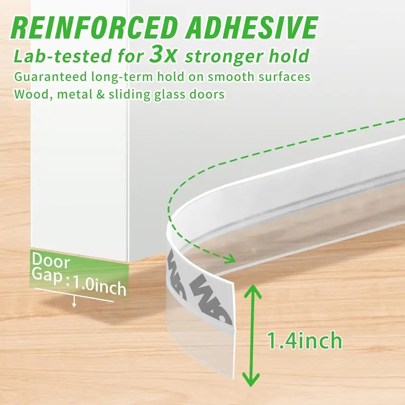 32.8Ft Adhesive Weather Stripping - 1.38in Width Draft Stopper Insulation Tape for Doors, Windows, Shower Sealing