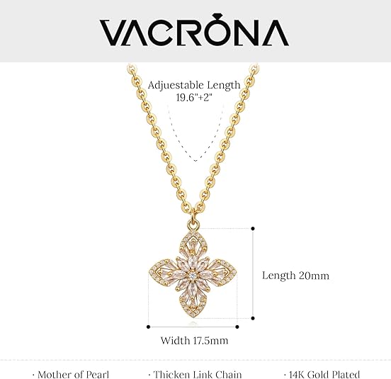 Fettero Gold Plated Marquise Crystal Clover Necklace, Elegant Sparkling Flower Pendant for Women