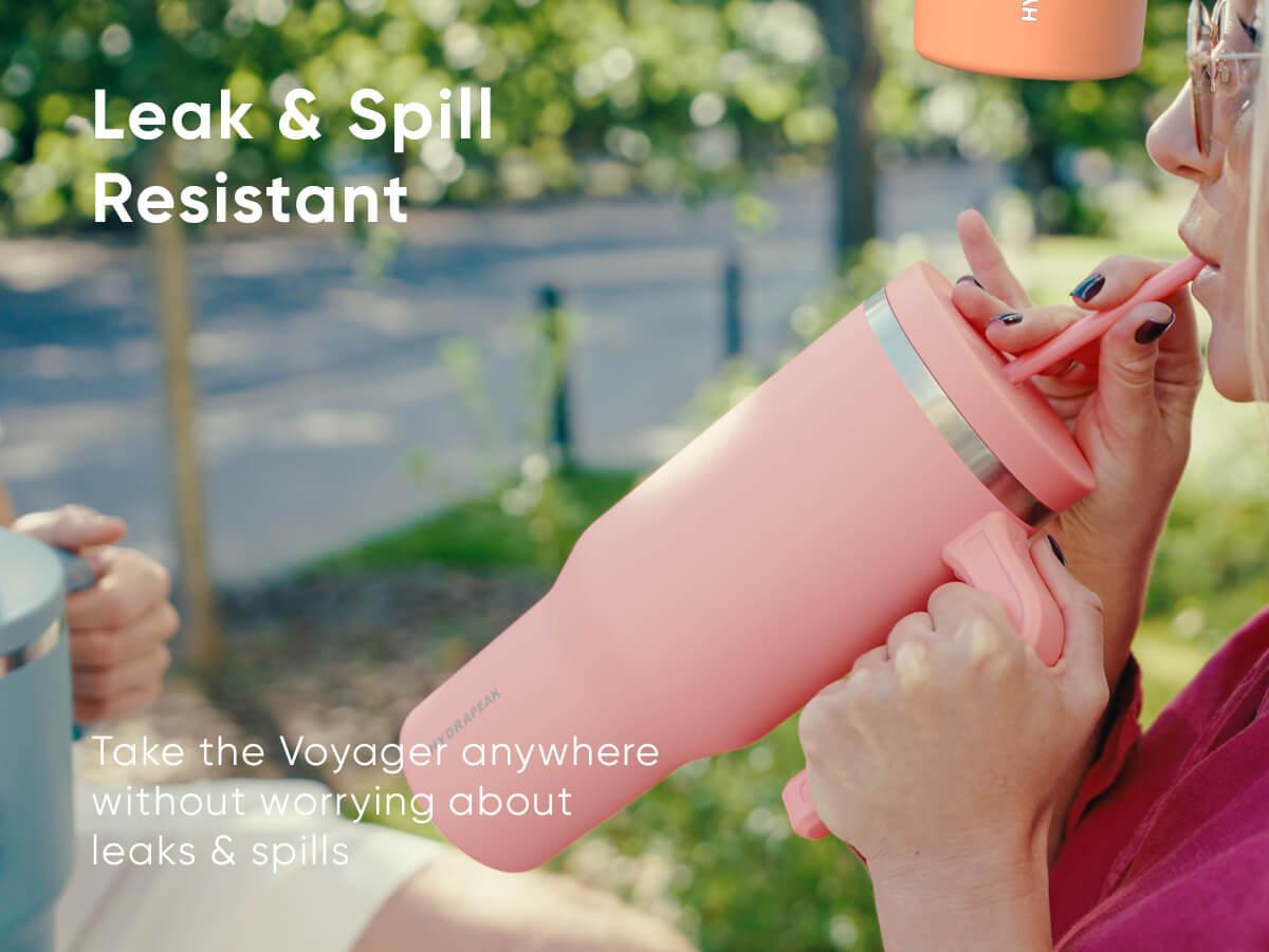 HYDRAPEAK Voyager 40oz Stainless Steel Tumbler with Handle, Insulated Water Bottle with Straw & Lid, Reusable Travel Mug Flask - Containers