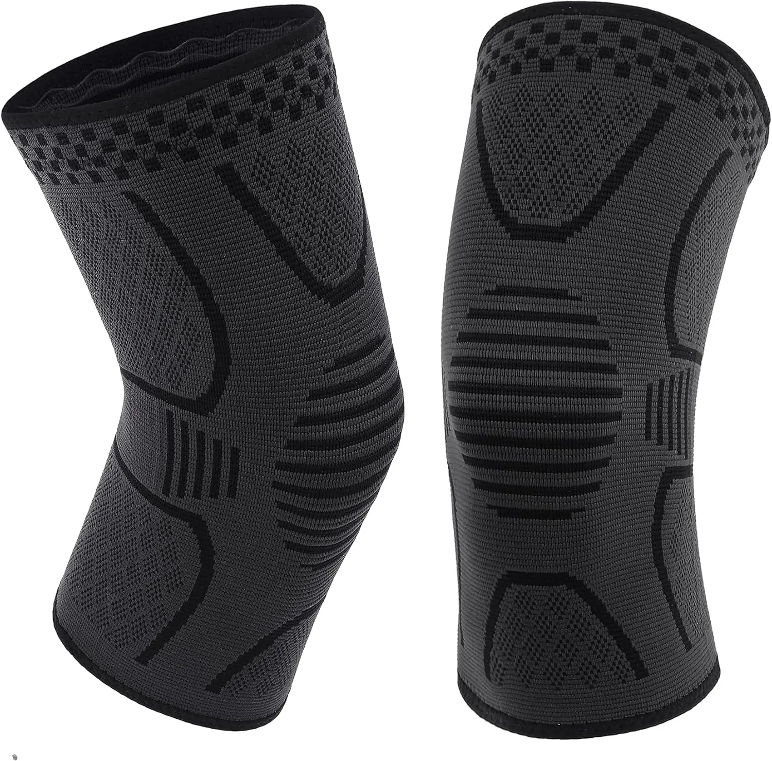 2 Pack Copper Knee Brace Compression Sleeves for Men & Women – Knee Support for Running, Workout, Sports Fitness – Available in Black, Dark Grey, Copper
