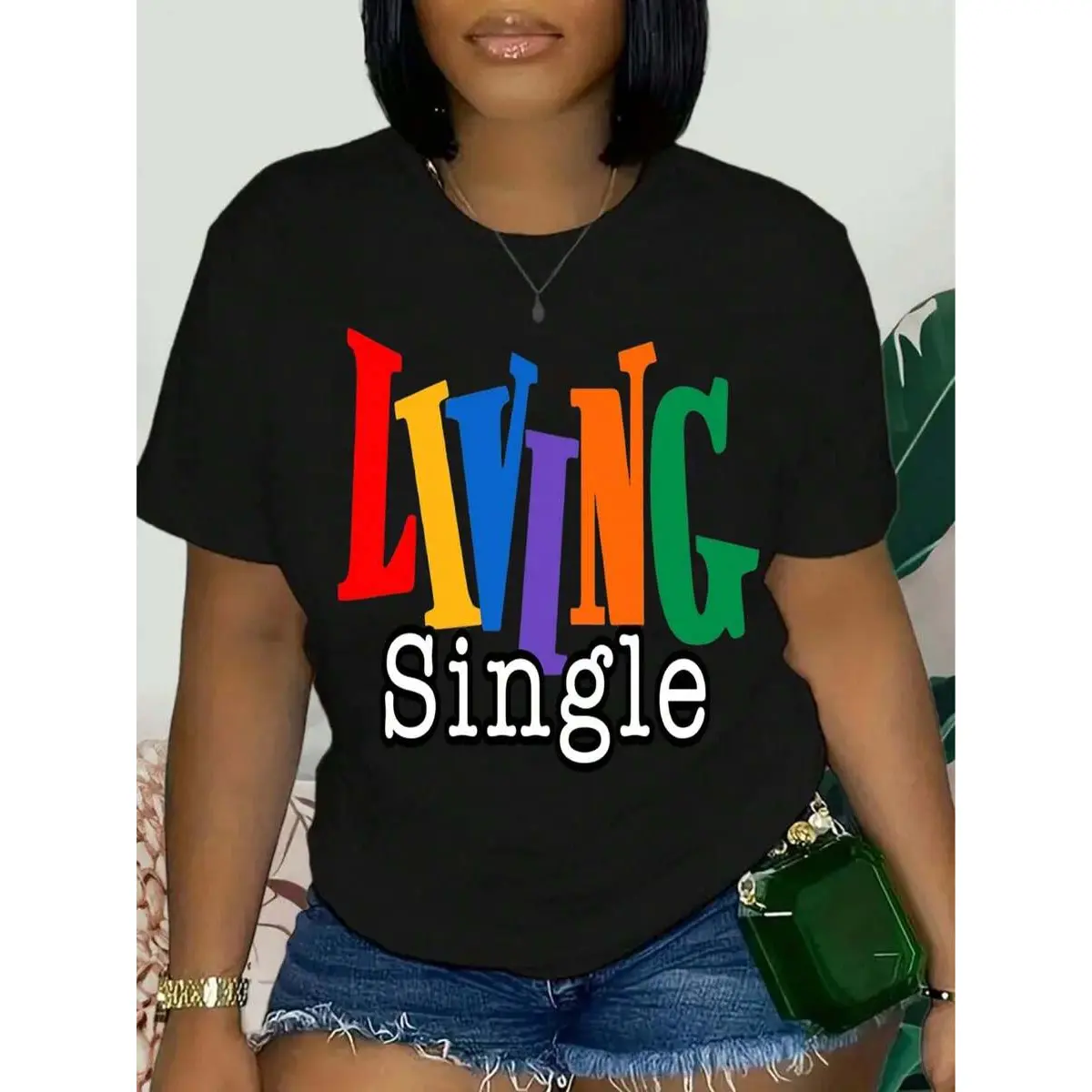 Oversized Graphic T-Shirt for Women, Casual Short Sleeve Crewneck Top in 100% Cotton, Breathable Lightweight Fabric