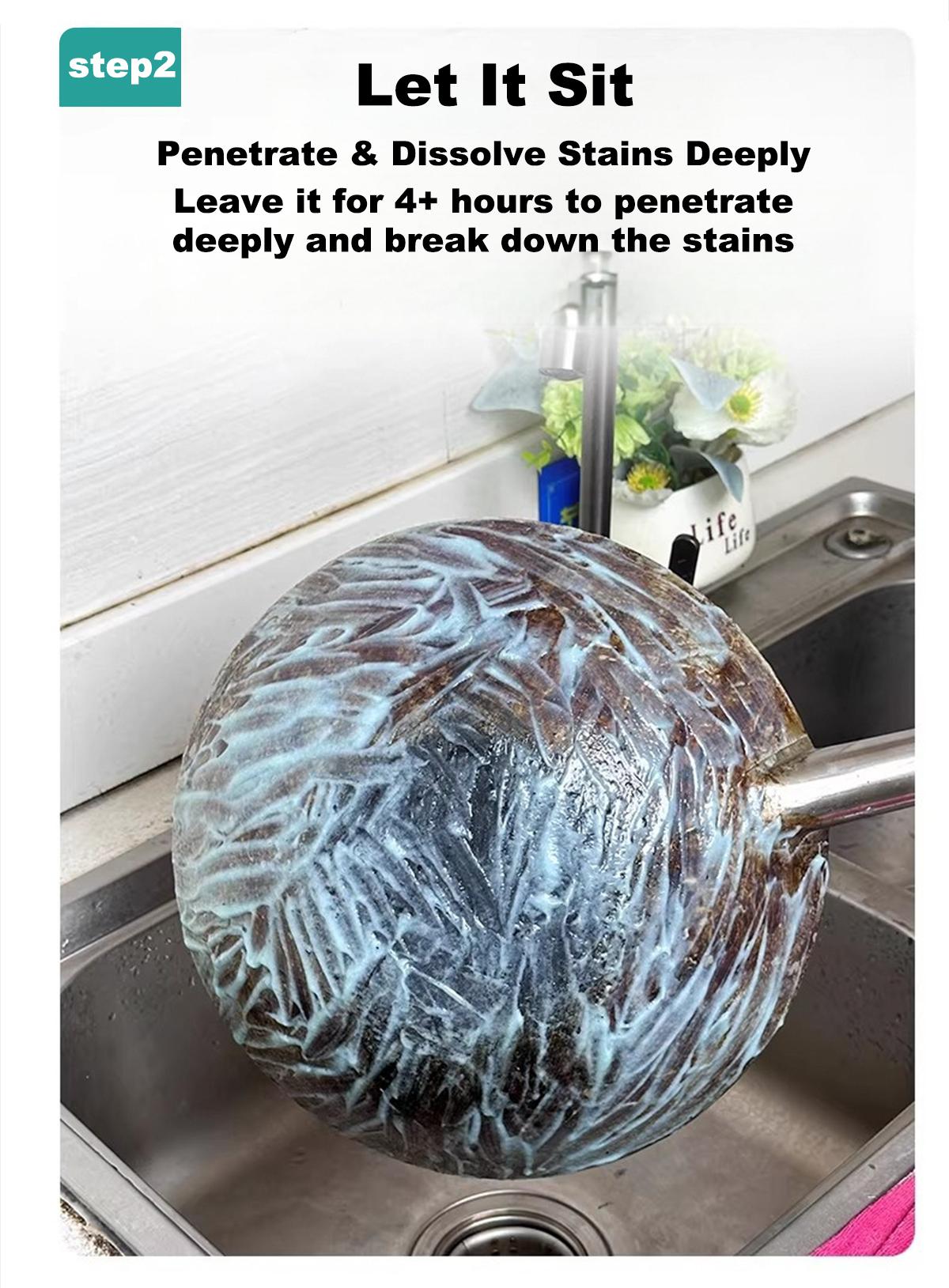 [mothersdaygift] Lufane Pot Cleaner Remove Black Stains & Polish Cookware Seaweed Mud Film Remover for Various Pots No Damage Stainless Steel Cleaner for Pot Bottoms: A Kitchen Essential for Removing Heavy Grease and Grime—Powerful Coconut Oil-Based