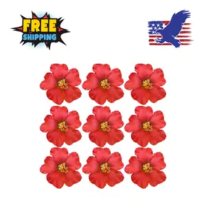 20PCS Red Hawaiian Faux Flowers Hibiscus Flowers (No Clip)