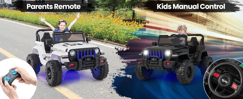 [Costway] 2-Seater Ride on Truck, 12V Battery Powered Electric Vehicle Toy w/Remote Control, 2 Doors Open, Spring Suspension, springtok