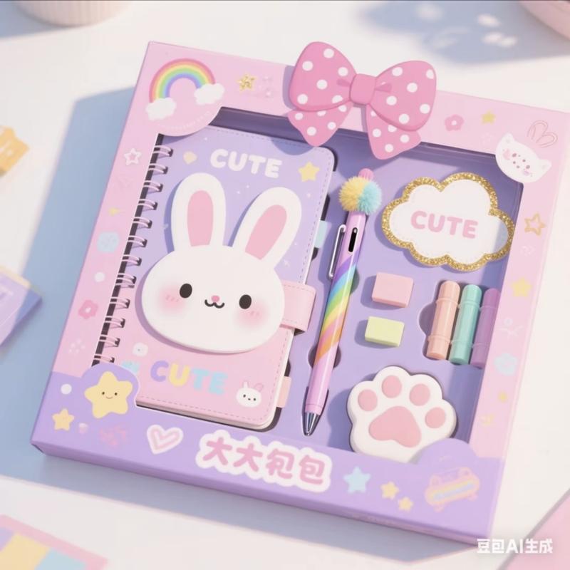 Commodity Box with Wallet Hair Tie ClawClips Hair Clip Necklace Earrings Press On NailHair Drying Cap Bracelets and Notebook