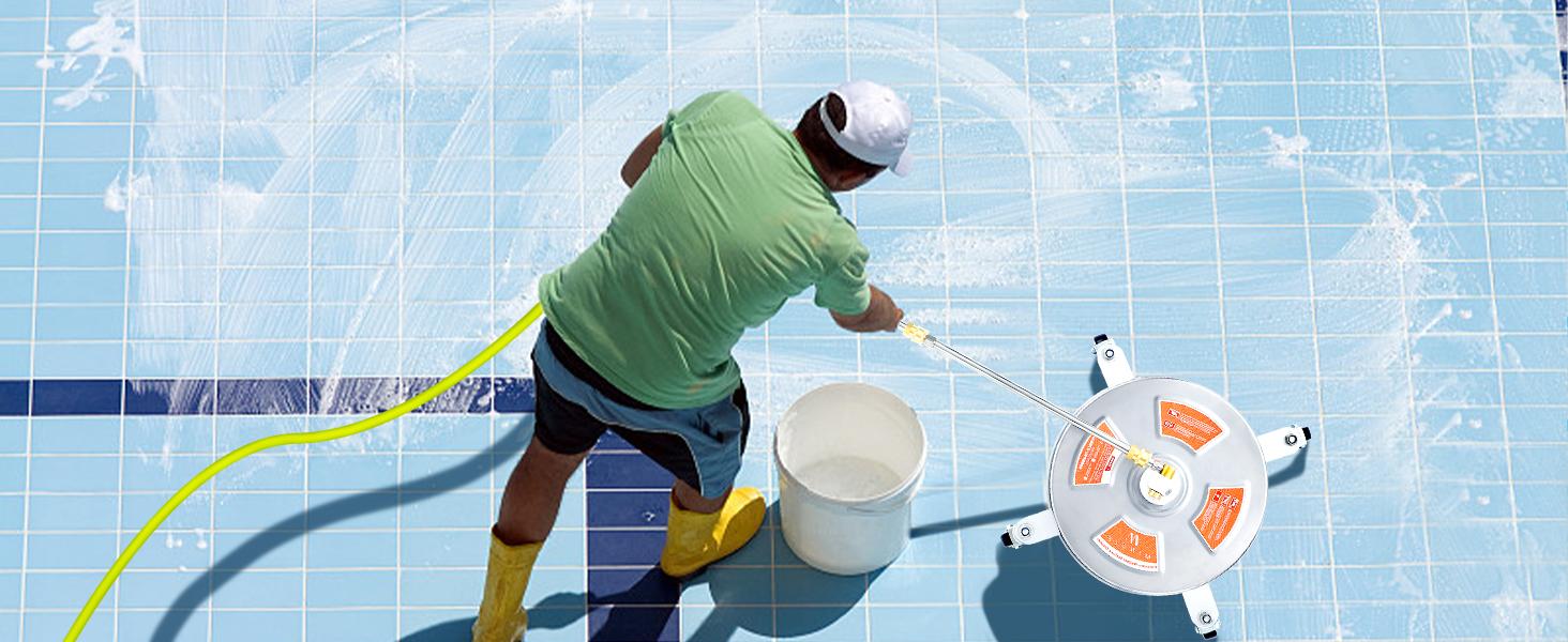 M MINGLE 14'' Pressure Washer Surface Cleaner Attachment, Driveway Power Washer Accessory with 2 Extension Wand, 1/4" Quick Connect, 4000 PSI, ChristmasGift