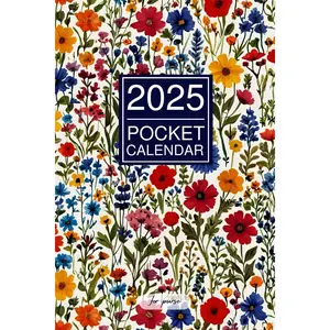 Pocket Calendar 2025 for Purse: Small One Year Monthly Agenda (12 Months from January to December) with Holidays | Size 4x6 Inches | Floral Cover Paperback – May 30, 2024