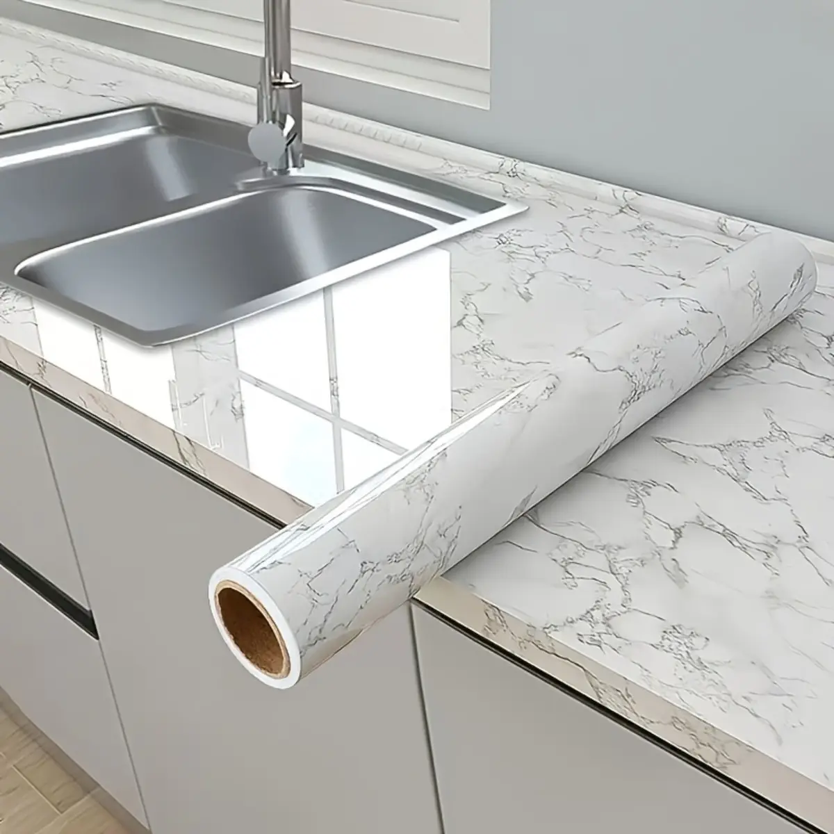 Peel and Stick Marble Wallpaper Waterproof Self Adhesive Kitchen Backsplash Countertop Cabinet Heat Resistant Oil Proof Tile Cover