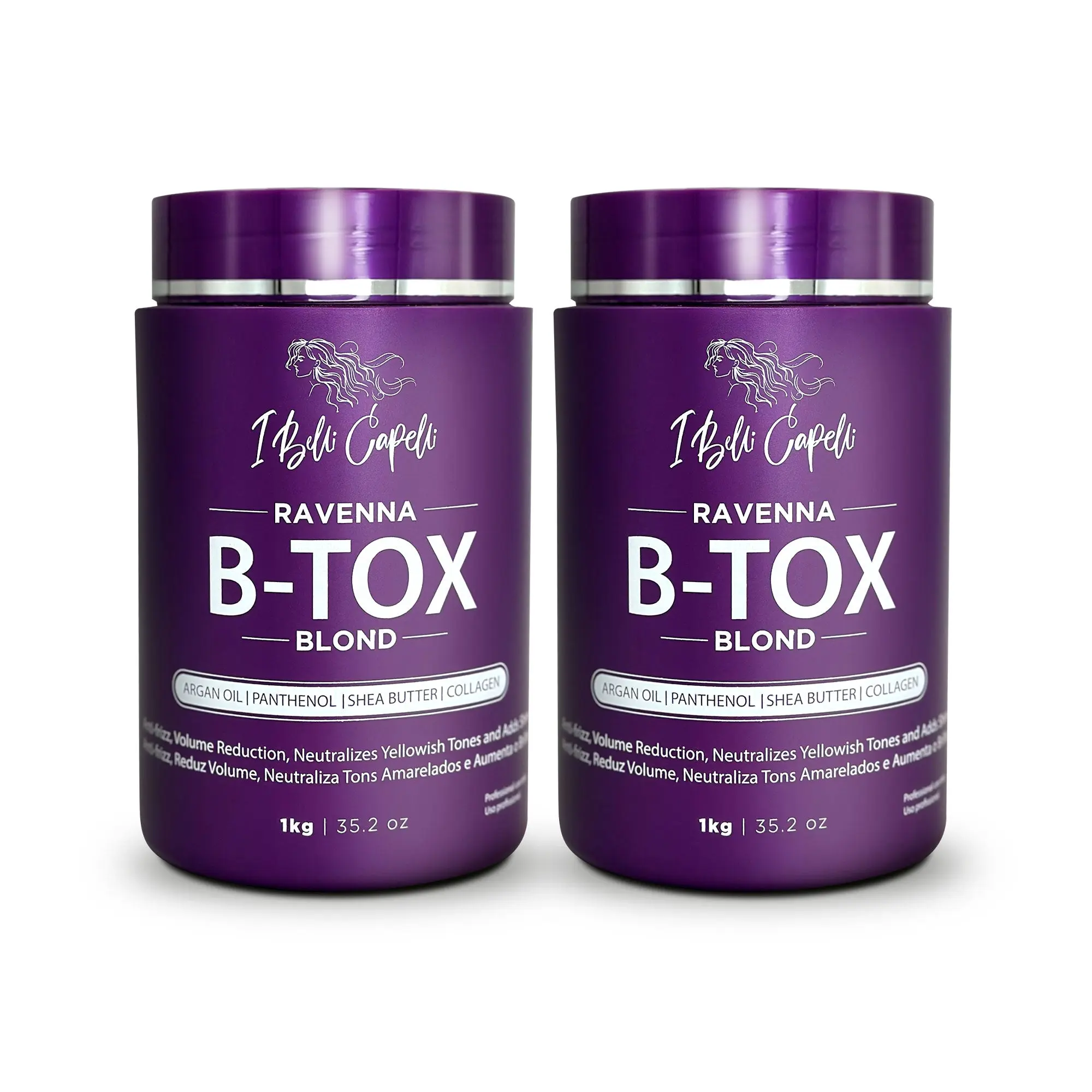 Kit I Belli Capelli Ravenna B-tox Blond Mask Hair Rejuvenation Anti-frizz 2x1kg/2x35.02 oz Hair Care Keratin btox Haircare Nourishing Hydrating Argan Oil