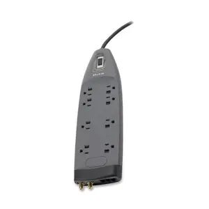 Belkin BLKBE10823006 Surge Protector Coaxial 8 Outlets 6 ft. Cord 3550 Joules Gray