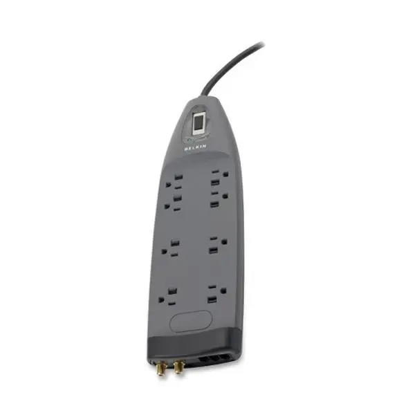 Belkin BLKBE10823006 Surge Protector Coaxial 8 Outlets 6 ft. Cord 3550 Joules Gray