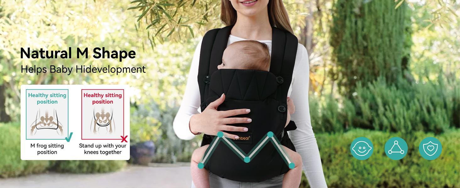 Baby Carrier 7-45 lbs with Natural Material, Newborn to Toddler, Ergonomic Design,Versatile and Adjustable,Hands Free for Moms&Dads