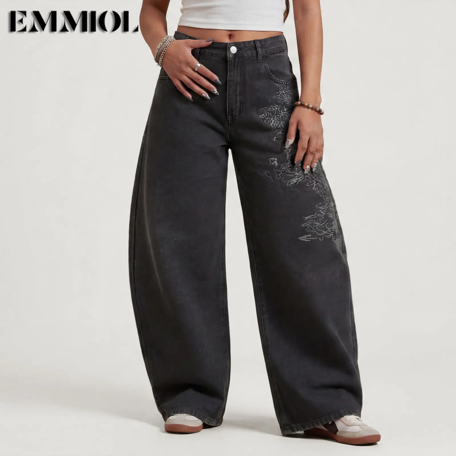 EMMIOL【Back to School】Women Boyfriends Hip Hop 90s Vintage Baggy Jeans Loose Denim Pants Mid-Low Waist Jeans Spring Glow Up EMMIOL【Back to School】Women Boyfriends Hip Hop 90s Vintage Baggy Jeans Loose Denim Pants Mid-Low Waist Jeans Spring Glow Up
