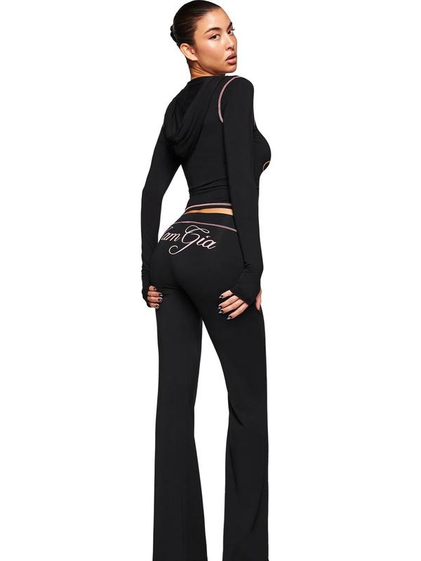 I.AM.GIA Blare Tracksuit Set - Soft Fabric, Wide Elastic Waistband, Water-Based Logo, Pink Stitching, Pull-On Construction