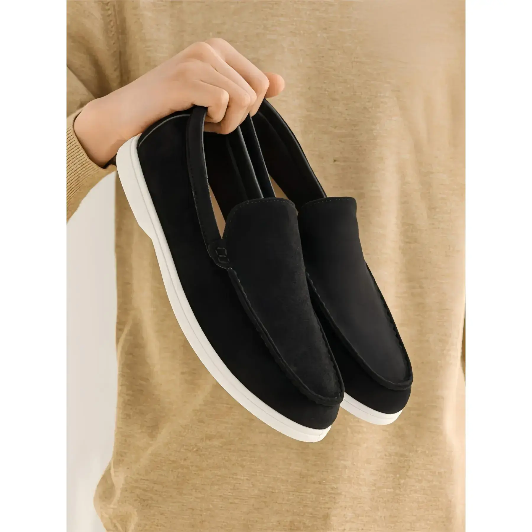 Men's Slip-On Casual Shoes, Multi-Color Suede Upper with Sole, Comfortable Round Toe Design for All SeasonsGift