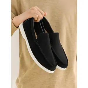 Men's Slip-On Casual Shoes, Multi-Color Suede Upper with Sole, Comfortable Round Toe Design for All SeasonsGift