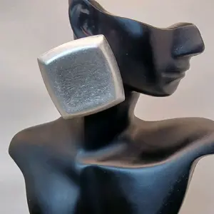 Square Up Brushed Silver Earrings