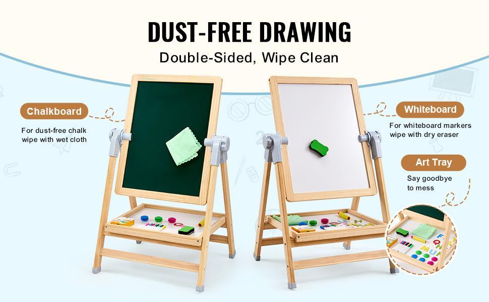VEVOR 2-in-1 Kids Art Easel Double-Sided Wooden Magnetic Whiteboard Chalkboard, Christmas gift VEVOR 2-in-1 Kids Art Easel Double-Sided Wooden Magnetic Whiteboard Chalkboard, Christmas gift