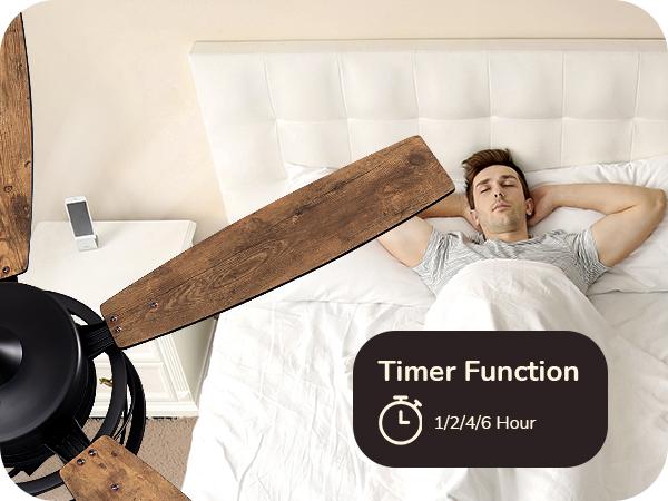 EDISHINE 52 Inch Farmhouse Ceiling Fans with Lights, Remote Control, 5 Wooden Blades, Dimmable, Timer, 6 Speeds Reversible DC Motor, Rustic Lighting & Ceiling Fan for Bedroom Living Room, UL Listed-HCFR01A