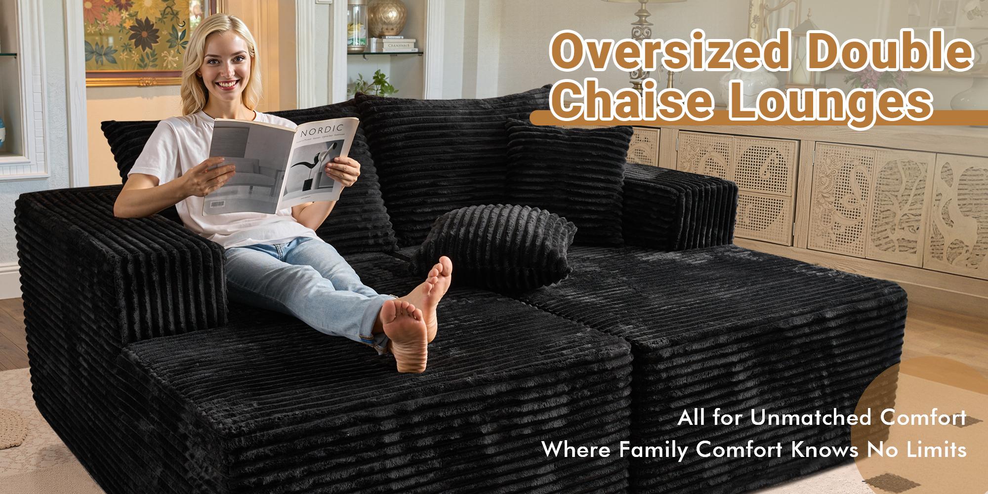 HOOOWOOO Modern 75" Oversized Double Chaise Lounge Upholstered Boneless Cloud Stupendous Chair Sofa Bed Deep Seat 【2 packages Delivery】Foam Couch for Living Room Bedroom No Assembly Required HOOOWOOO Modern 75" Oversized Double Chaise Lounge Upholstered Boneless Cloud Stupendous Chair Sofa Bed Deep Seat 【2 packages Delivery】Foam Couch for Living Room Bedroom No Assembly Required