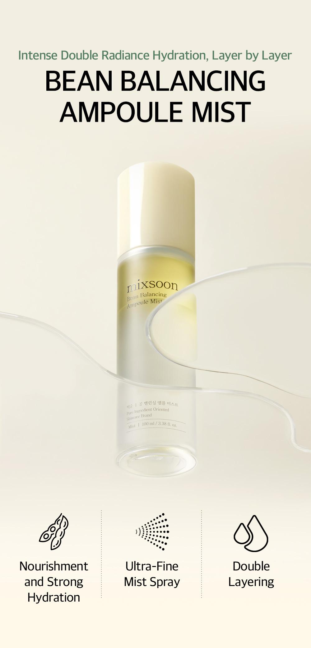 [mixsoon Official Shop] Bean Balancing Ampoule Mist 3.38 fl.oz / 100ml - Nourishing & Hydrating Facial Spray, Korean Mist for Glass Skin