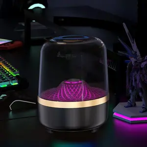 Wireless Bluetooth speaker Black Gold（A free stand is included）-Your Desk Setup Is Begging for This Crystal Clear Aesthetic Speaker