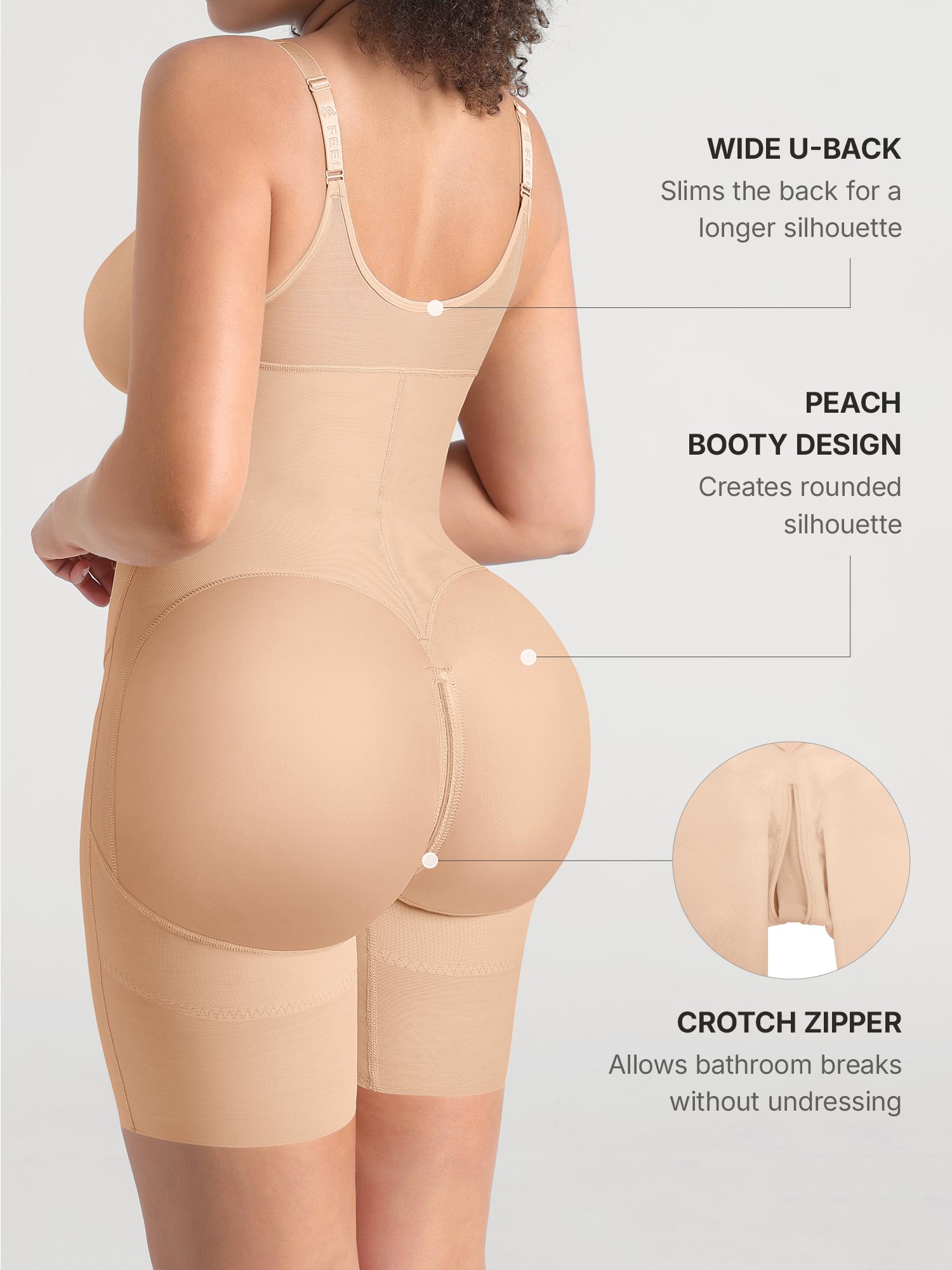 FeelinGirl FeelVibe Fajas Colombianas Shapewear Butt Lifter Bodysuit with Zipper Crotch Plus Size Smooth Compression SummerVibes
